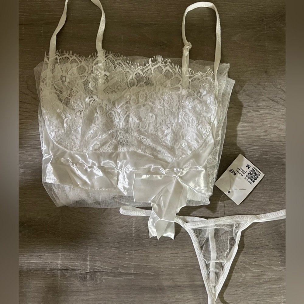 New Floral satin babydoll lingerie set